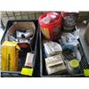 Image 1 : 2 BOXES OF MISC. TILE GROUT, BATTERY CHARGER, ELECTRICAL, ETC.
