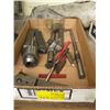 Image 1 : BOX WITH MISC. LATHE TOOL CUTTERS, DRILL CHUCK, ETC.