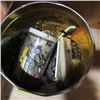 Image 2 : BOX & A TIN OF MISC. BUTTONS, COLLECTABLE BOTTLES & TINS