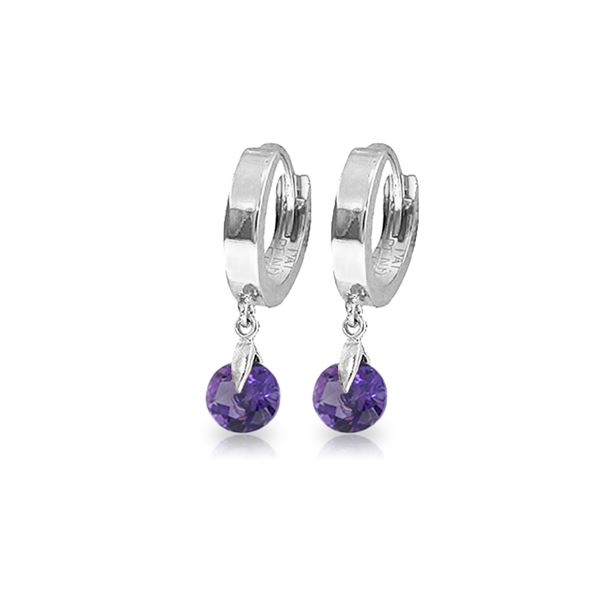 Genuine 1.50 ctw Amethyst Earrings 14KT White Gold - REF-25V8W