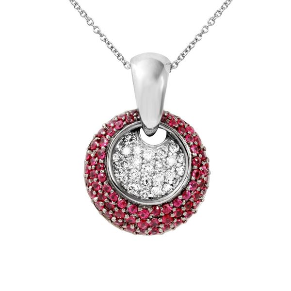 Natural 1.64 CTW Ruby & Diamond Necklace 14K White Gold - REF-101Y7N