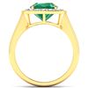 Image 2 : Natural 2.48 CTW Zambian Emerald & Diamond Ring 14K Yellow Gold - REF-108X7K
