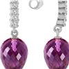 Genuine 19.15 ctw Amethyst & Diamond Earrings 14KT White Gold - REF-47V4W
