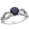 1.30 CTW Blue Sapphire & Diamond Ring 14K White Gold - REF-106Y5V