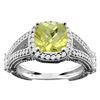 4.10 CTW Lemon Quartz & Diamond Ring 14K White Gold - REF-54N2Y