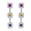 Natural 2.09 CTW Multi-Sapphire & Diamond Earrings 14K White Gold - REF-142H2W