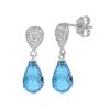 Genuine 4.53 ctw Blue Topaz & Diamond Earrings 14KT White Gold - REF-25X6M