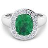 Image 3 : Natural 3.01 CTW Zambian Emerald & Diamond Ring 14K White Gold - REF-147N3R