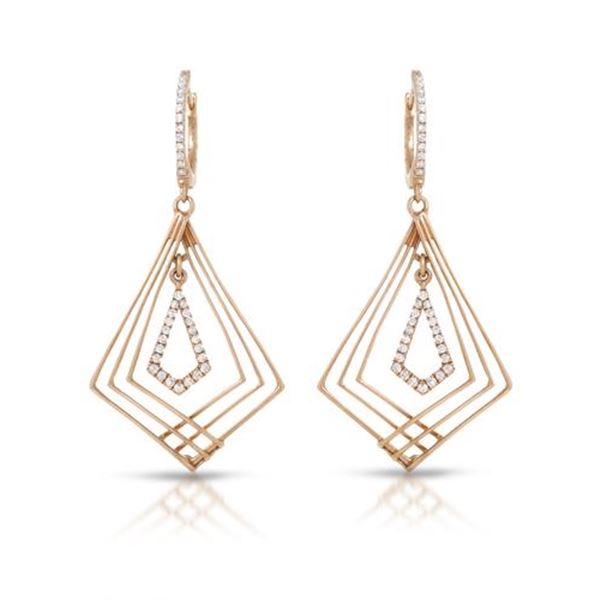 Natural 0.29 CTW Diamond Earrings 14K Rose Gold - REF-67H5W