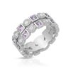 Natural 0.93 CTW Pink Sapphire & Diamond Ring 18K White Gold - REF-112M5F
