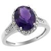 2.60 CTW Amethyst & Diamond Ring 10K White Gold - REF-44A8X