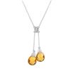 Natural 4.77 CTW Citrine & Diamond Necklace 14K White Gold - REF-37M8F