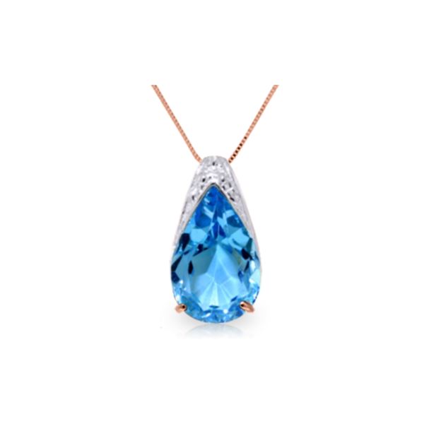 Genuine 6 ctw Blue Topaz Necklace 14KT Rose Gold - REF-28W3Y