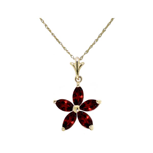 Genuine 1.40 ctw Garnet Necklace 14KT Yellow Gold - REF-25M8T