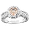 Image 1 : 1.15 CTW Morganite & Diamond Ring 14K White Gold - REF-89M5K