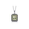 Genuine 5.55 ctw Green Amethyst & Black Diamond Necklace 14KT White Gold - REF-68X4M