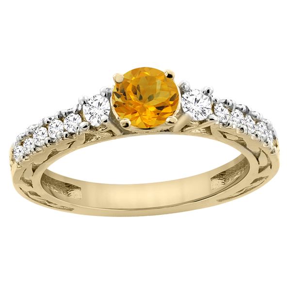 1.10 CTW Citrine & Diamond Ring 14K Yellow Gold - REF-79X3M