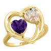 1.91 CTW Diamond, Amethyst & Morganite Ring 10K Yellow Gold - REF-26F5N