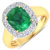 Image 1 : Natural 3.01 CTW Zambian Emerald & Diamond Ring 14K Yellow Gold - REF-147K3W