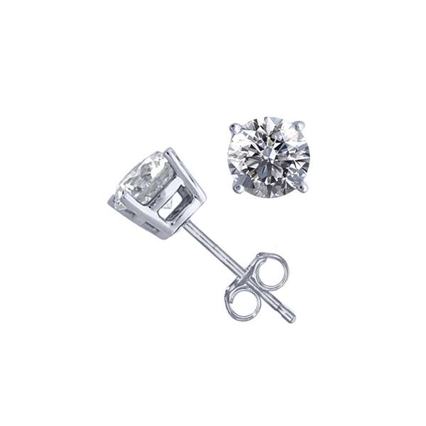 14K White Gold 1.02 ctw Natural Diamond Stud Earrings - REF-141W9Z