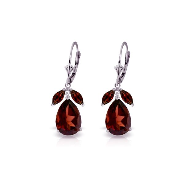 Genuine 13 ctw Garnet Earrings 14KT White Gold - REF-71K8V