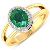 Image 1 : Natural 1.87 CTW Zambian Emerald & Diamond Ring 14K Yellow Gold - REF-88W9X