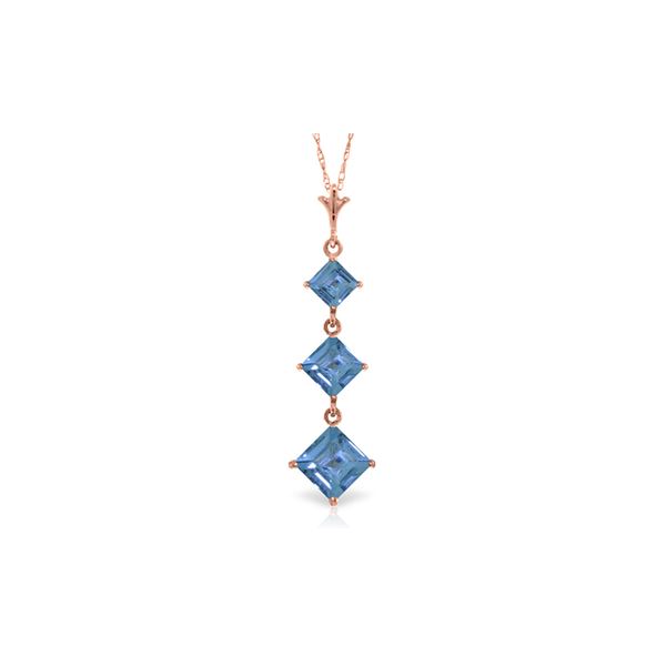 Genuine 2.4 ctw Blue Topaz Necklace 14KT Rose Gold - REF-20F4Z