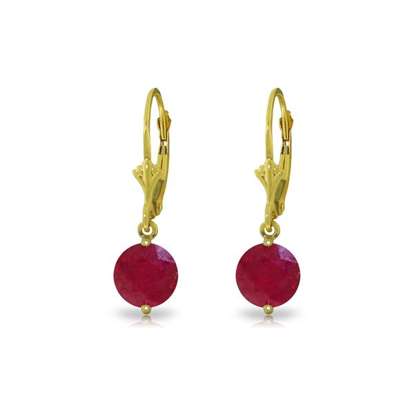 Genuine 4 ctw Ruby Earrings 14KT Yellow Gold - REF-45F8Z