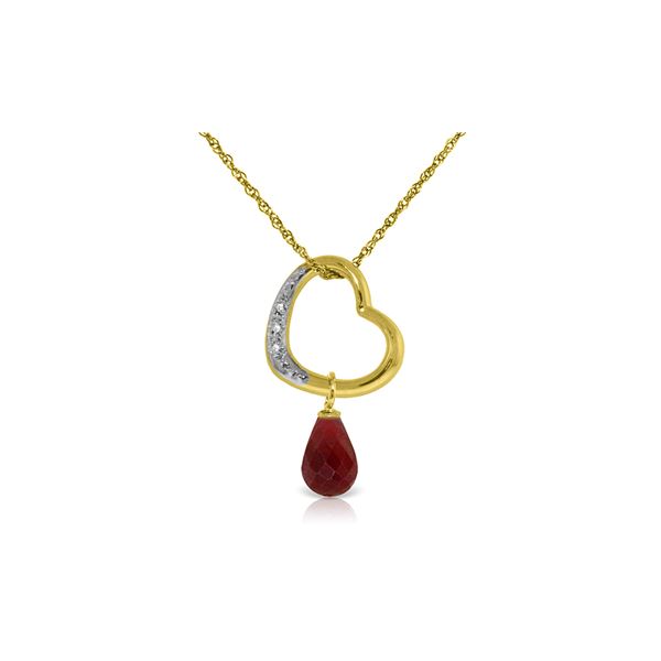 Genuine 3.33 ctw Ruby & Diamond Necklace 14KT Yellow Gold - REF-46M2T