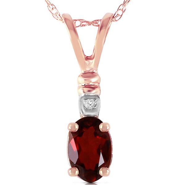 Genuine 0.46 ctw Garnet & Diamond Necklace 14KT Rose Gold - REF-21K6V