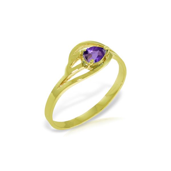 Genuine 0.30 CTW Amethyst Ring 14KT Yellow Gold - REF-30V5W