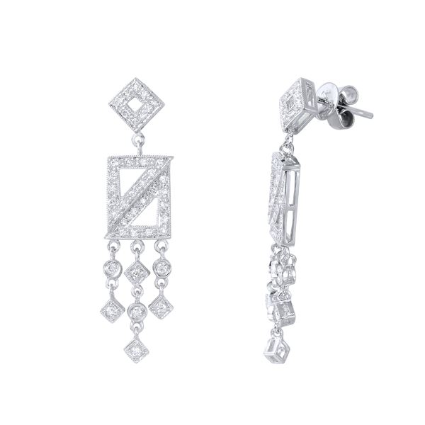 Natural 0.81 CTW Diamond Earrings 18K White Gold - REF-106H2W