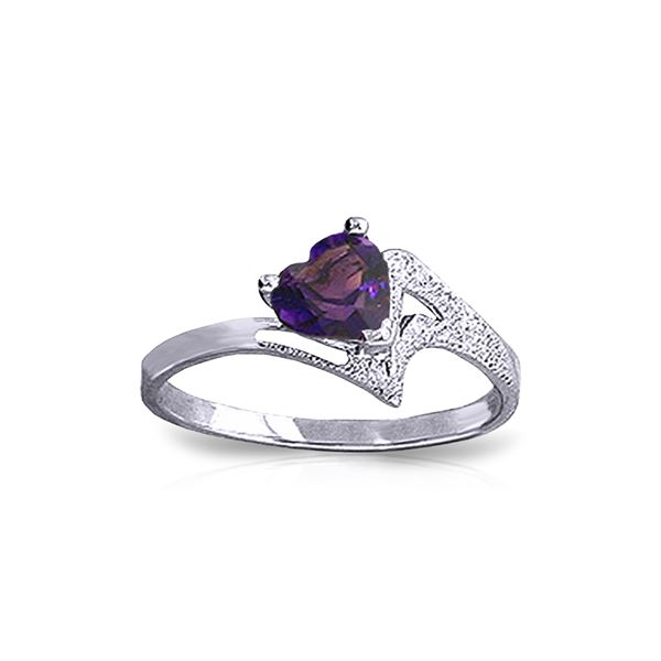 Genuine 0.75 ctw Amethyst Ring 14KT White Gold - REF-35Z9N