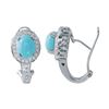 Image 1 : Natural 4.48 CTW Turquoise & Diamond Earrings 14K White Gold - REF-117Y2N