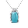 Image 1 : Natural 13.19 CTW Turquoise & Diamond Necklace 14K White Gold - REF-111W6H