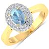 Image 1 : Natural 0.76 CTW Aquamarine & Diamond Ring 14K Yellow Gold - REF-36T9H