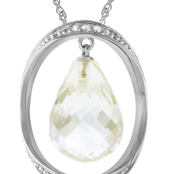 Genuine 11.60 ctw White Topaz & Diamond Necklace 14KT White Gold - REF-112P2H