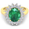 Image 3 : Natural 3.93 CTW Zambian Emerald & Diamond Ring 14K Yellow Gold - REF-169F5R