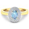 Image 3 : Natural 0.76 CTW Aquamarine & Diamond Ring 14K Yellow Gold - REF-36T9H