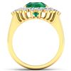 Image 2 : Natural 3.74 CTW Zambian Emerald & Diamond Ring 14K Yellow Gold - REF-168X6W