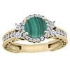 Image 1 : 1.46 CTW Malachite & Diamond Ring 14K Yellow Gold - REF-76N9Y