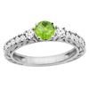 Image 1 : 1.10 CTW Peridot & Diamond Ring 14K White Gold - REF-79H3M