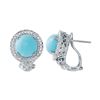 Image 1 : Natural 5.06 CTW Turquoise & Diamond Earrings 14K White Gold - REF-90N2Y