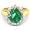 Image 3 : Natural 3.33 CTW Zambian Emerald & Diamond Ring 14K Yellow Gold - REF-141N7R