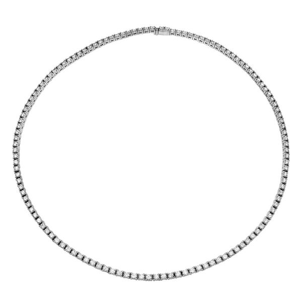 Natural 11.24 CTW Diamond Necklace 18K White Gold - REF-1535T4X
