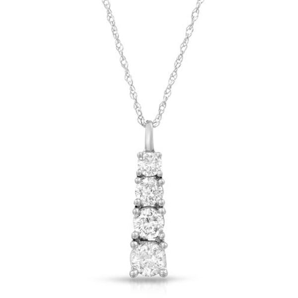 Natural 0.75 CTW Diamond Necklace 14K White Gold - REF-128F7M