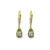 Image 1 : Genuine 3.15 ctw Green Amethyst & Diamond Earrings 14KT Yellow Gold - REF-44P3H