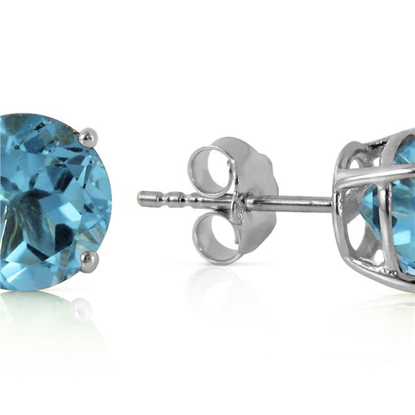 Genuine 3.1 ctw Blue Topaz Earrings 14KT White Gold - REF-23R9P