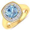 Image 1 : Natural 2.18 CTW Aquamarine & Diamond Ring 14K Yellow Gold - REF-79N7R