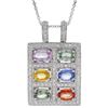 Image 1 : Natural 4.35 CTW Multi-Sapphire & Diamond Necklace 14K Gold - REF-113T4X